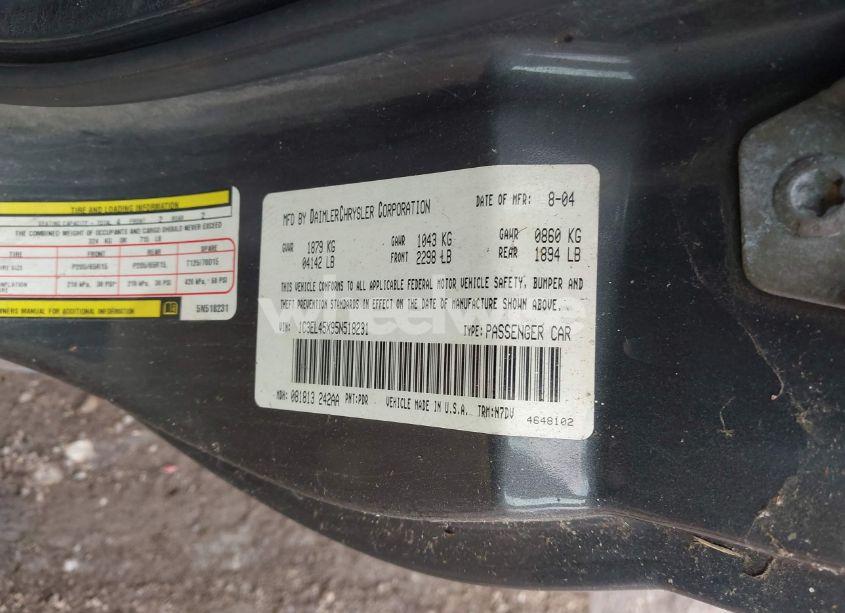 Photo 9 of 2005 Chrysler Sebring (VIN 1C3EL45X95N518231)