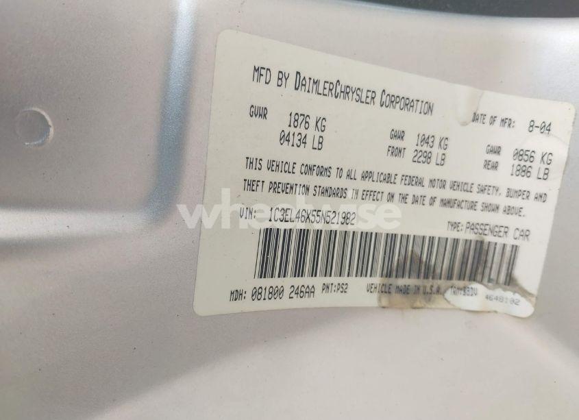 Photo 9 of 2005 Chrysler Sebring (VIN 1C3EL46X55N521982)