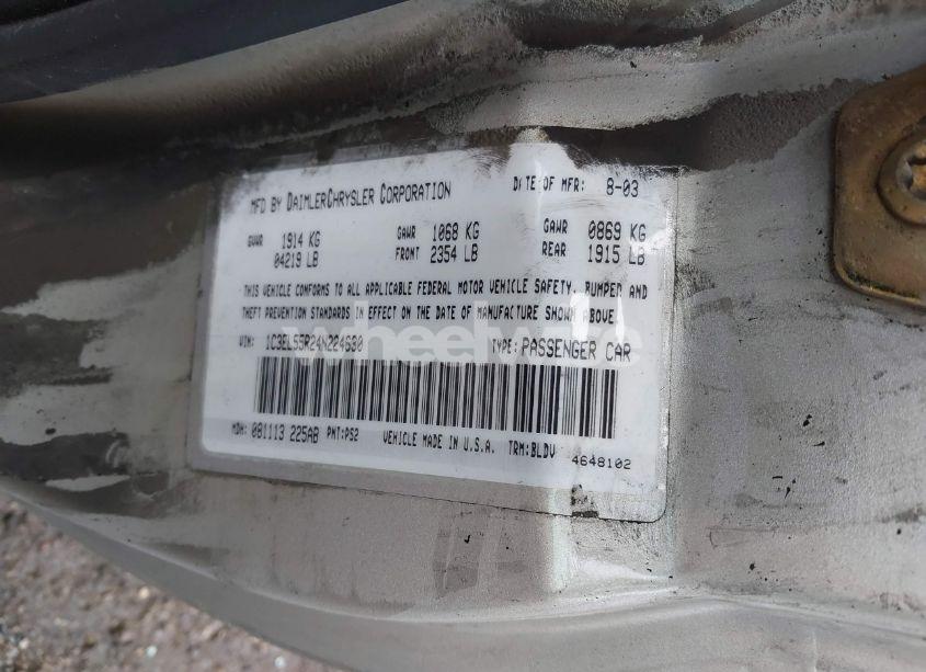 Photo 9 of 2004 Chrysler Sebring LXI (VIN 1C3EL55R24N224630)