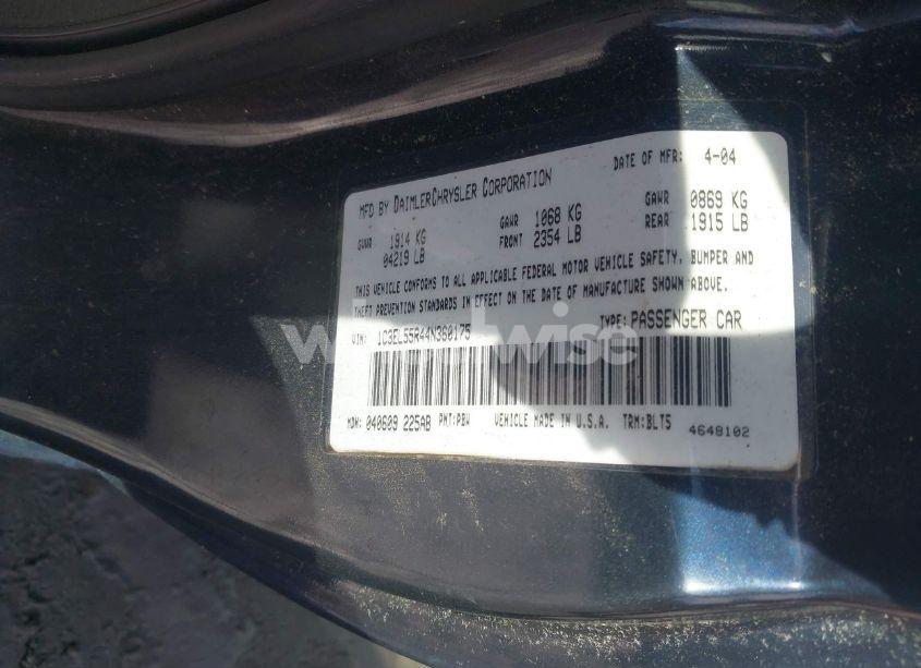 Photo 9 of 2004 Chrysler Sebring LXI (VIN 1C3EL55R44N360175)