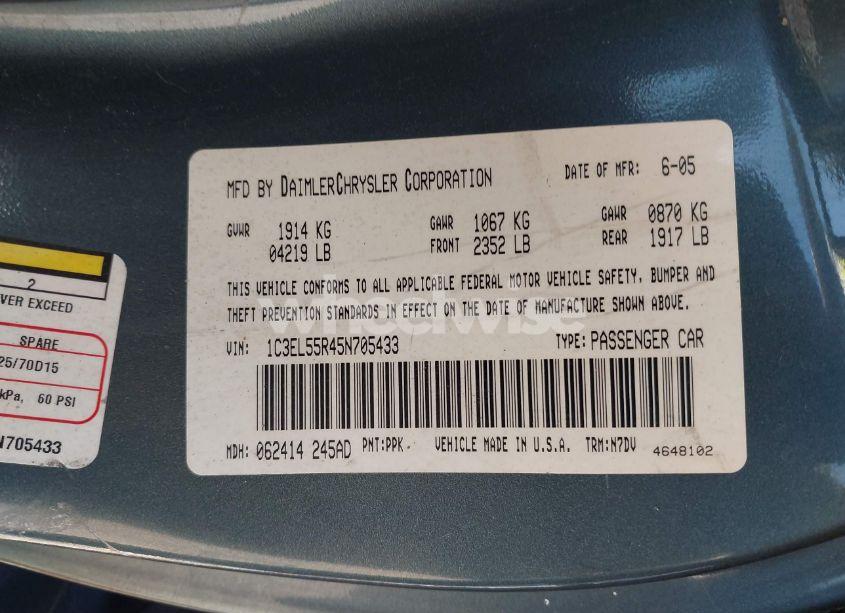 Photo 9 of 2005 Chrysler Sebring TOURING (VIN 1C3EL55R45N705433)