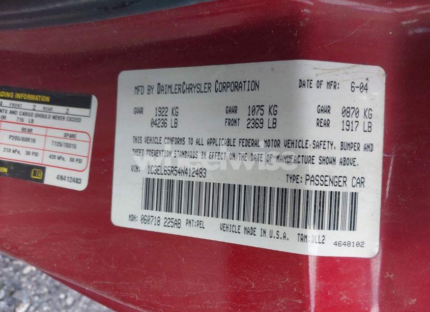 Photo 9 of 2004 Chrysler Sebring LIMITED (VIN 1C3EL65R54N412483)