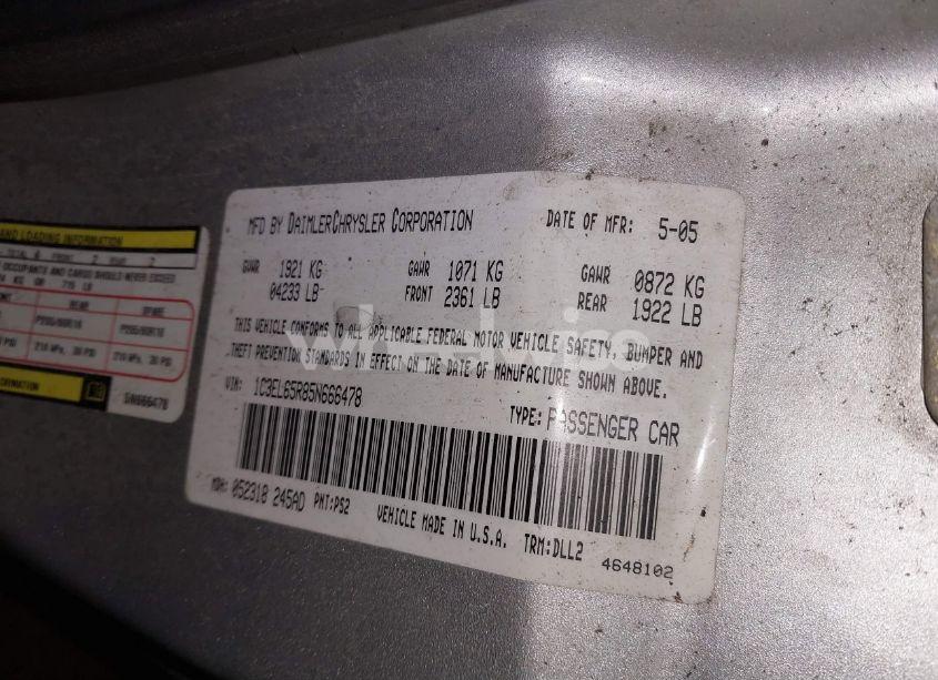 Photo 9 of 2005 Chrysler Sebring LIMITED (VIN 1C3EL65R85N666478)