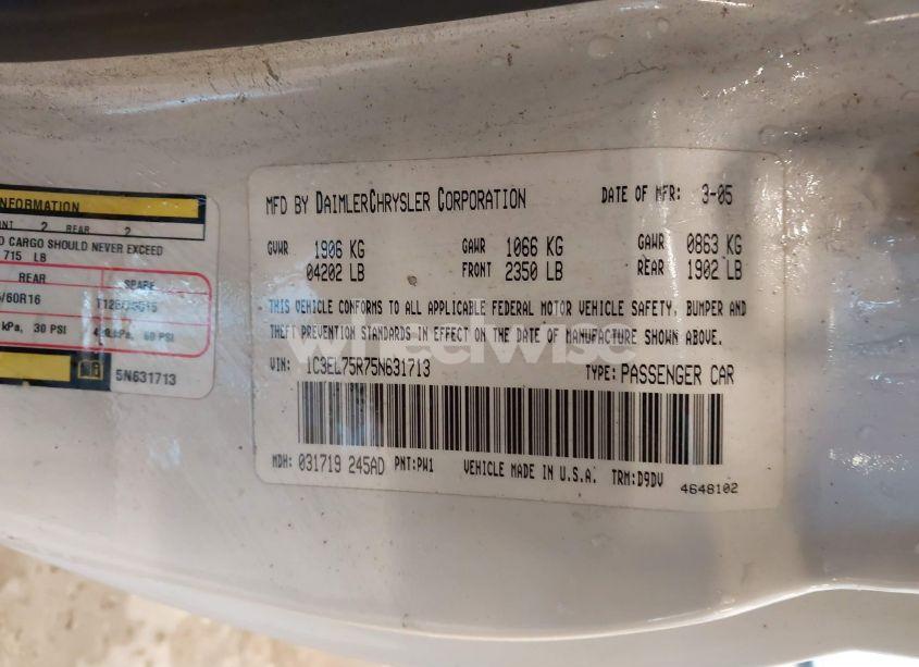 Photo 9 of 2005 Chrysler Sebring GTC (VIN 1C3EL75R75N631713)