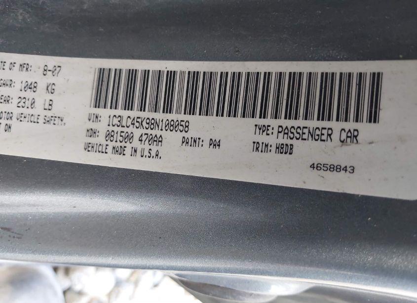 Photo 9 of 2008 Chrysler Sebring LX (VIN 1C3LC45K98N108058)