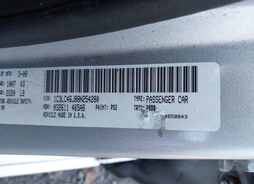 Photo 9 of 2008 Chrysler Sebring LX (VIN 1C3LC46J88N254280)