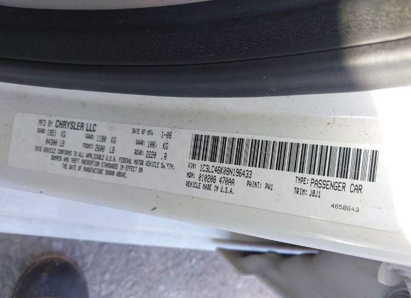 Photo 9 of 2008 Chrysler Sebring LX (VIN 1C3LC46K08N196433)