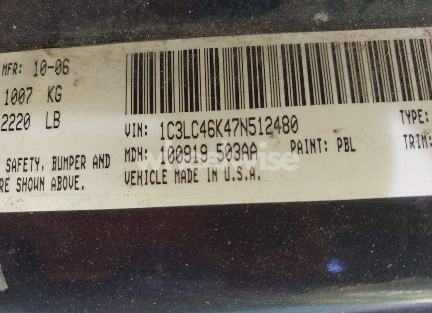 Photo 9 of 2007 Chrysler Sebring (VIN 1C3LC46K47N512480)