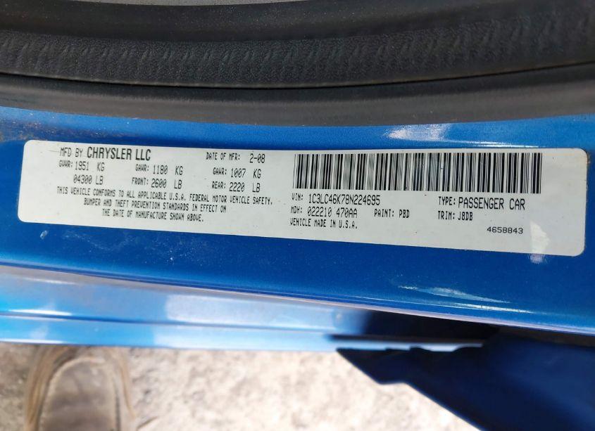 Photo 9 of 2008 Chrysler Sebring LX (VIN 1C3LC46K78N224695)