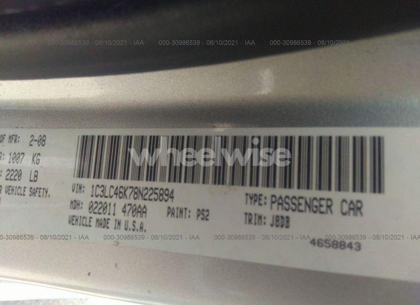 Photo 9 of 2008 Chrysler Sebring LX (VIN 1C3LC46K78N225894)