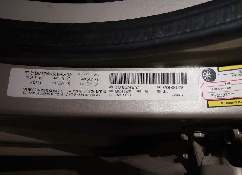 Photo 9 of 2007 Chrysler Sebring (VIN 1C3LC46K87N633707)