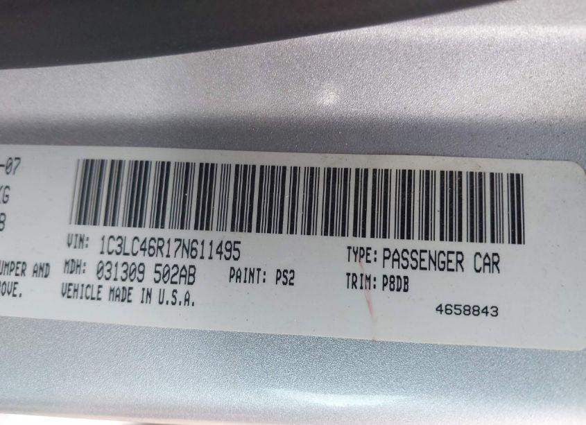 Photo 9 of 2007 Chrysler Sebring (VIN 1C3LC46R17N611495)