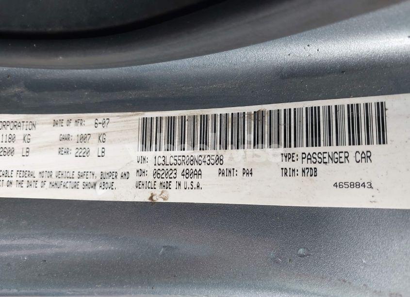 Photo 9 of 2008 Chrysler Sebring TOURING (VIN 1C3LC55R08N643508)