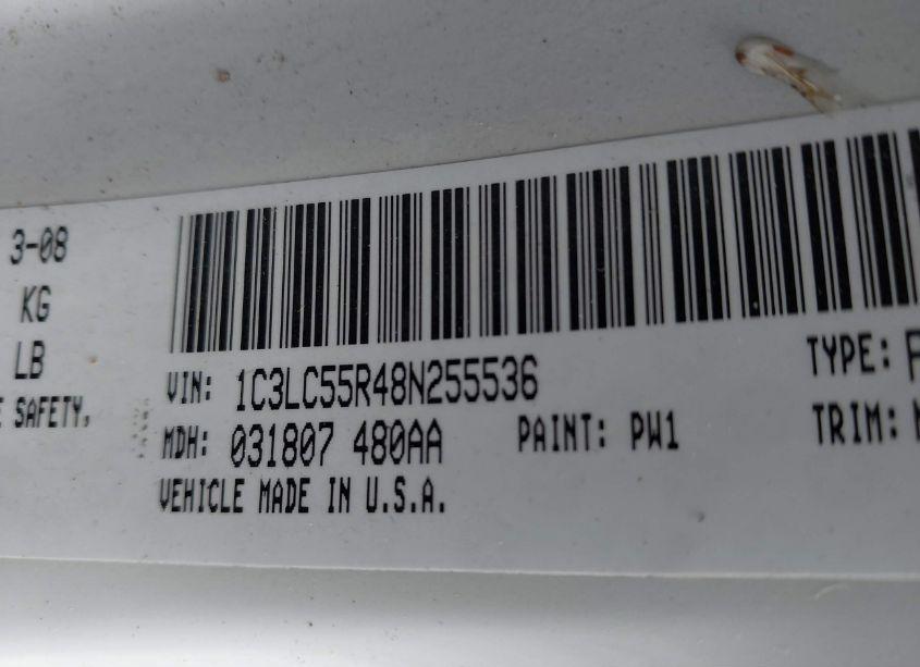 Photo 9 of 2008 Chrysler Sebring TOURING (VIN 1C3LC55R48N255536)