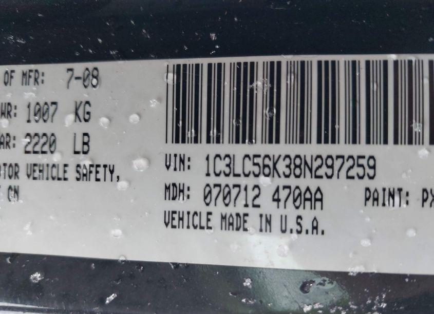 Photo 9 of 2008 Chrysler Sebring TOURING (VIN 1C3LC56K38N297259)