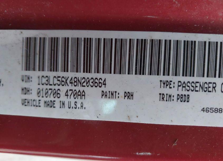 Photo 9 of 2008 Chrysler Sebring TOURING (VIN 1C3LC56K48N203664)