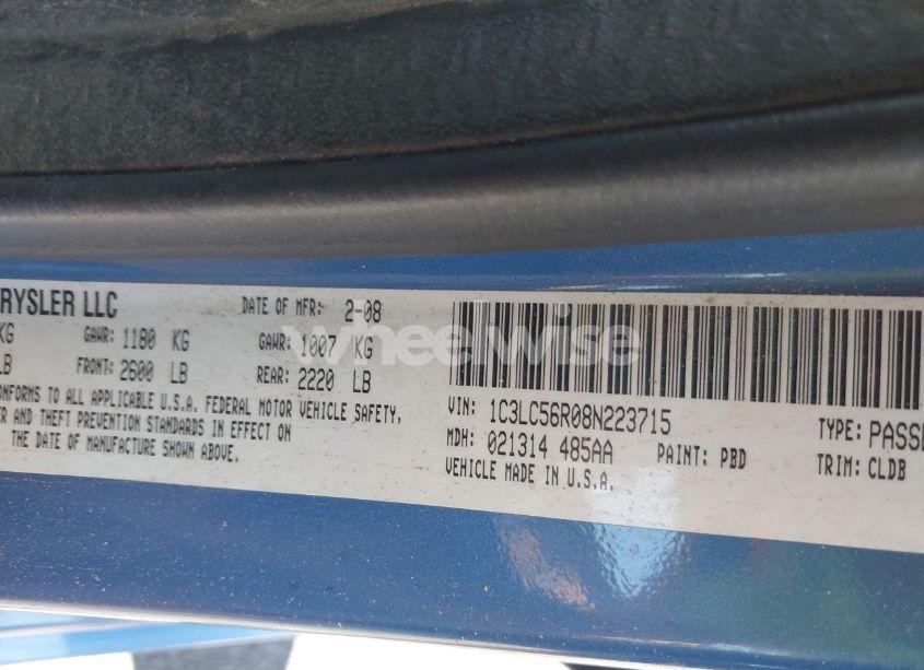 Photo 9 of 2008 Chrysler Sebring TOURING (VIN 1C3LC56R08N223715)