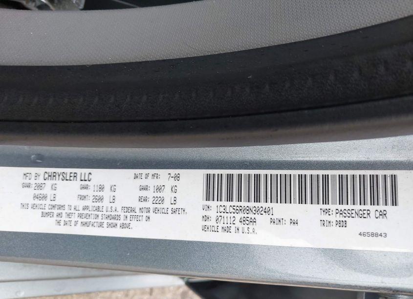 Photo 9 of 2008 Chrysler Sebring TOURING (VIN 1C3LC56R08N302401)