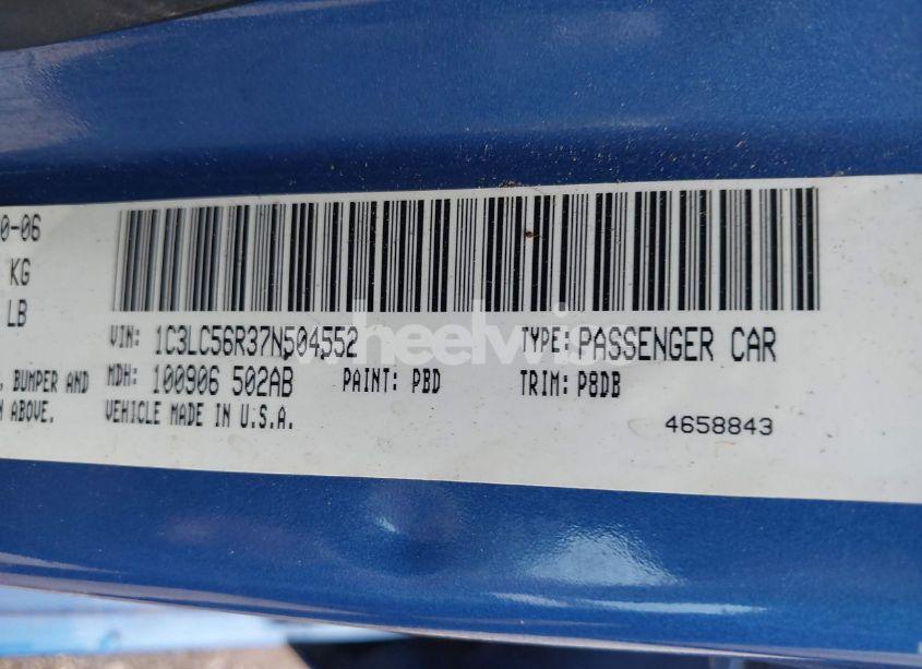 Photo 9 of 2007 Chrysler Sebring TOURING (VIN 1C3LC56R37N504552)