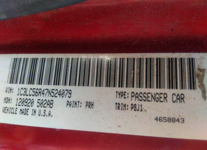 Photo 9 of 2007 Chrysler Sebring TOURING (VIN 1C3LC56R47N524079)