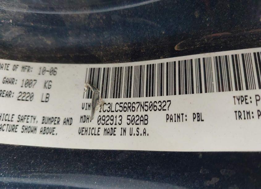 Photo 9 of 2007 Chrysler Sebring TOURING (VIN 1C3LC56R67N506327)