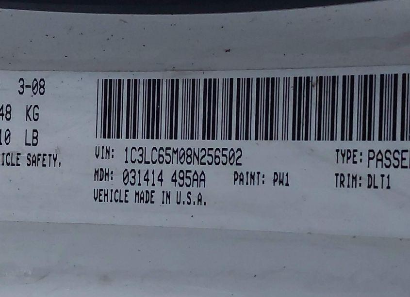 Photo 9 of 2008 Chrysler Sebring LIMITED (VIN 1C3LC65M08N256502)