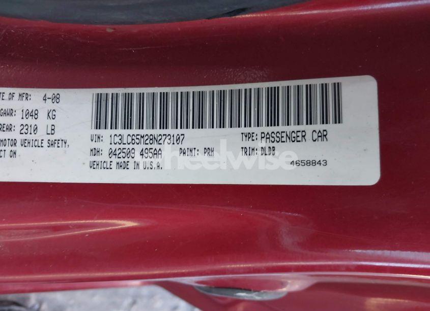 Photo 9 of 2008 Chrysler Sebring LIMITED (VIN 1C3LC65M28N273107)