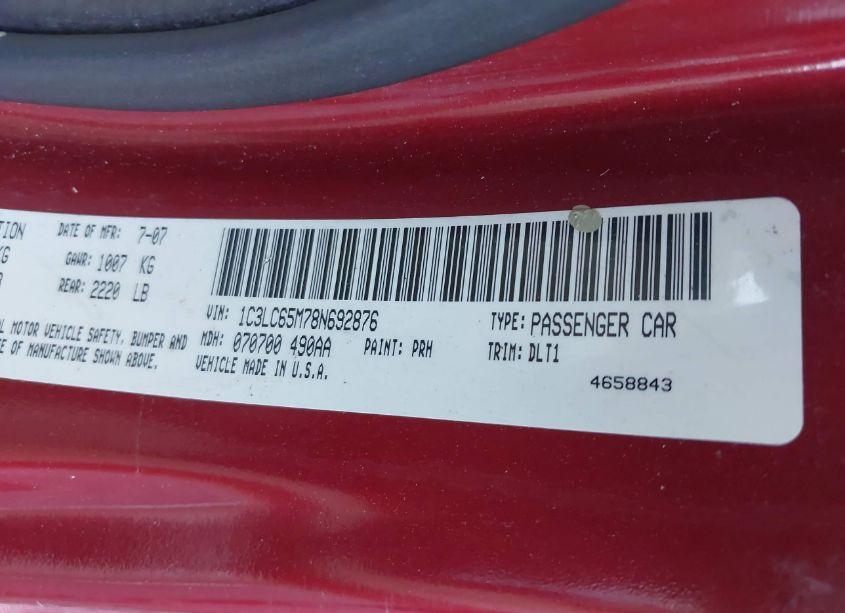 Photo 9 of 2008 Chrysler Sebring LIMITED (VIN 1C3LC65M78N692876)