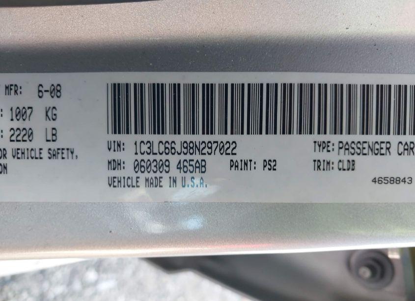 Photo 9 of 2008 Chrysler Sebring LIMITED (VIN 1C3LC66J98N297022)