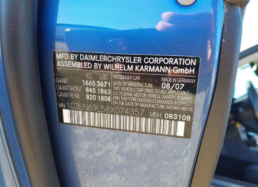 Photo 9 of 2008 Chrysler Crossfire LIMITED (VIN 1C3LN69L58X074357)