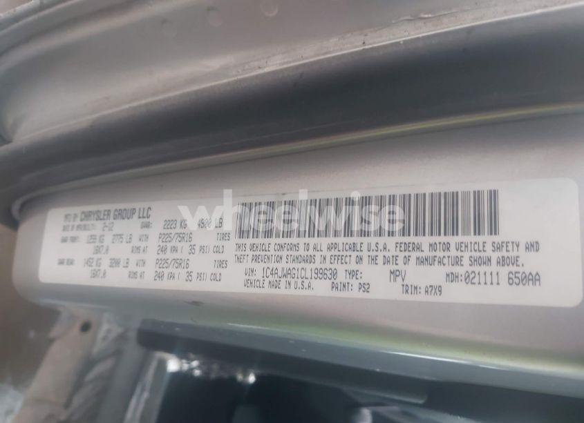 Photo 9 of 2012 Jeep Wrangler SPORT (VIN 1C4AJWAG1CL199630)