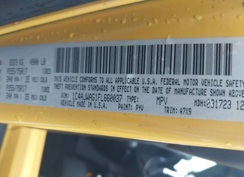 Photo 9 of 2015 Jeep Wrangler SPORT (VIN 1C4AJWAG1FL660037)