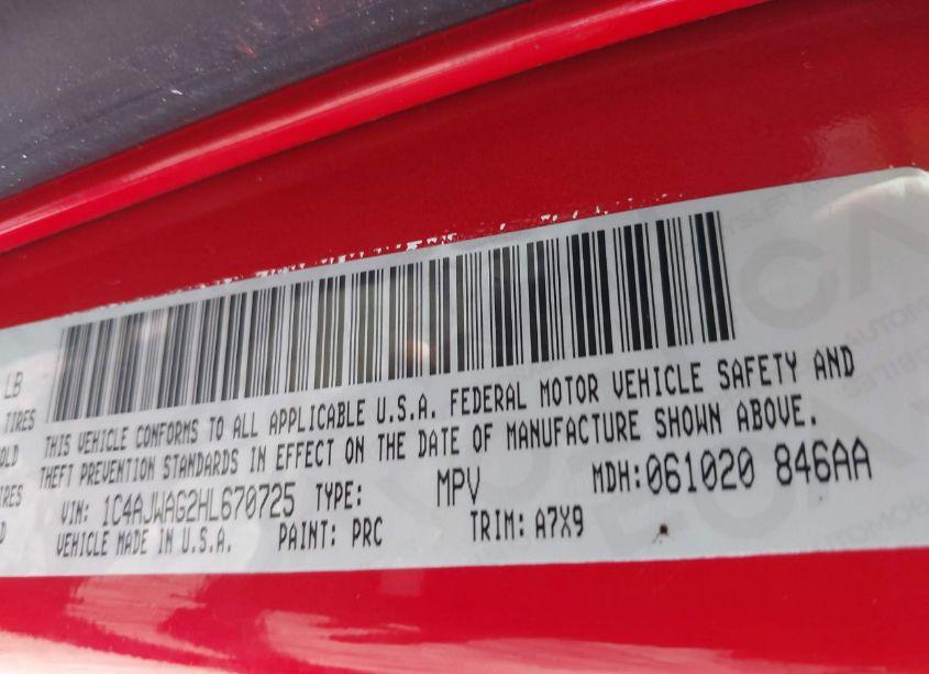 Photo 9 of 2017 Jeep Wrangler SPORT 4X4 (VIN 1C4AJWAG2HL670725)