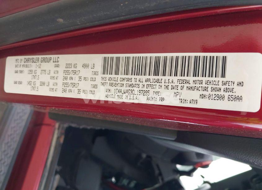 Photo 9 of 2012 Jeep Wrangler SPORT (VIN 1C4AJWAG3CL197295)