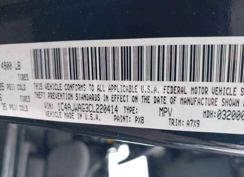 Photo 9 of 2012 Jeep Wrangler SPORT (VIN 1C4AJWAG3CL220414)