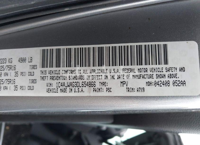 Photo 9 of 2013 Jeep Wrangler SPORT (VIN 1C4AJWAG3DL654866)