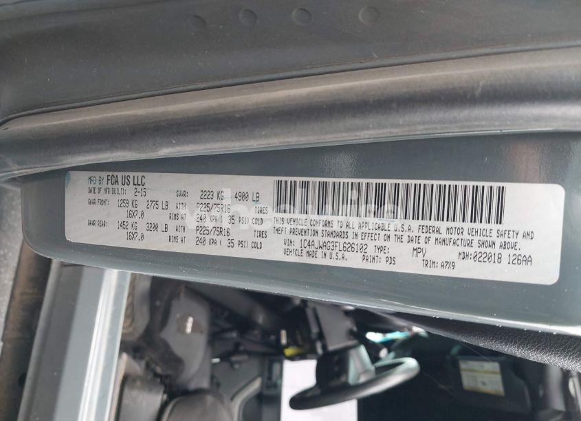 Photo 9 of 2015 Jeep Wrangler SPORT (VIN 1C4AJWAG3FL626102)