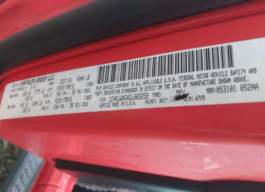 Photo 9 of 2013 Jeep Wrangler SPORT (VIN 1C4AJWAG4DL665259)