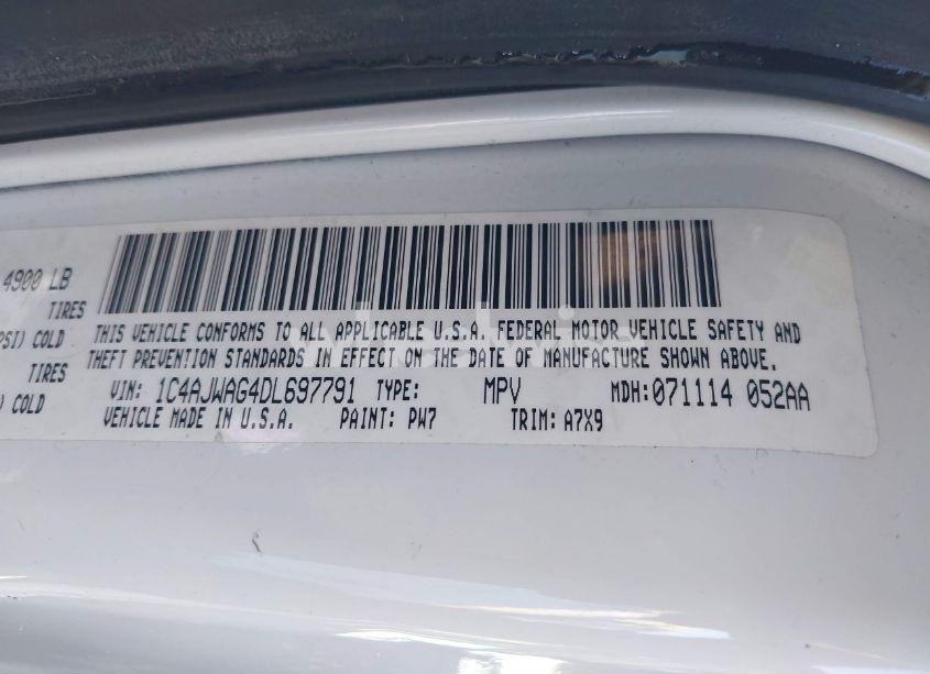 Photo 9 of 2013 Jeep Wrangler SPORT (VIN 1C4AJWAG4DL697791)