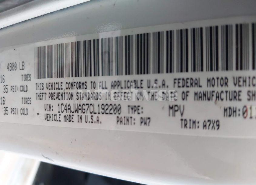 Photo 9 of 2012 Jeep Wrangler SPORT (VIN 1C4AJWAG7CL192200)