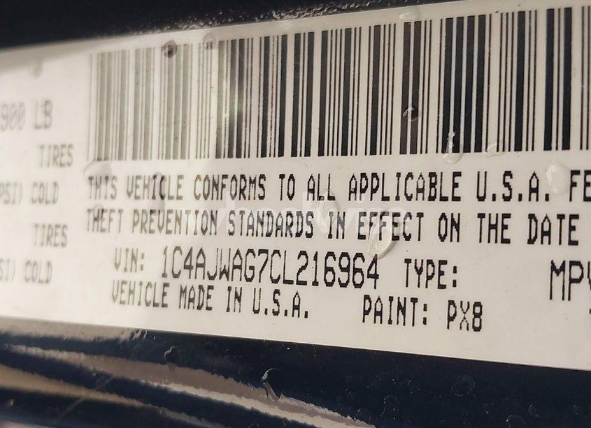 Photo 9 of 2012 Jeep Wrangler SPORT (VIN 1C4AJWAG7CL216964)