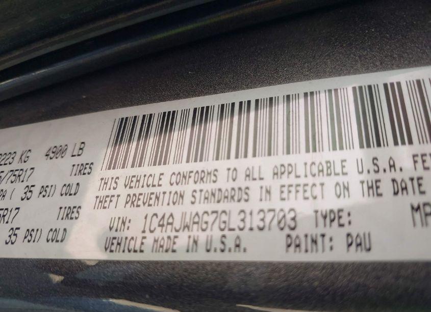 Photo 9 of 2016 Jeep Wrangler SPORT (VIN 1C4AJWAG7GL313703)