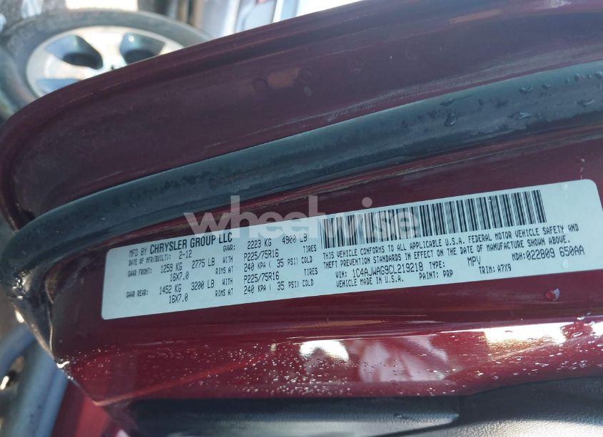 Photo 9 of 2012 Jeep Wrangler SPORT (VIN 1C4AJWAG9CL219218)