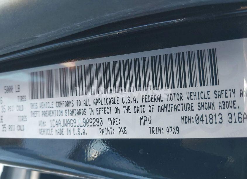 Photo 9 of 2018 Jeep Wrangler JK SPORT 4X4 (VIN 1C4AJWAG9JL909290)