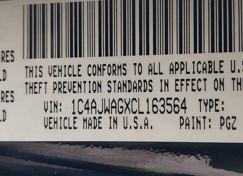 Photo 9 of 2012 Jeep Wrangler SPORT (VIN 1C4AJWAGXCL163564)