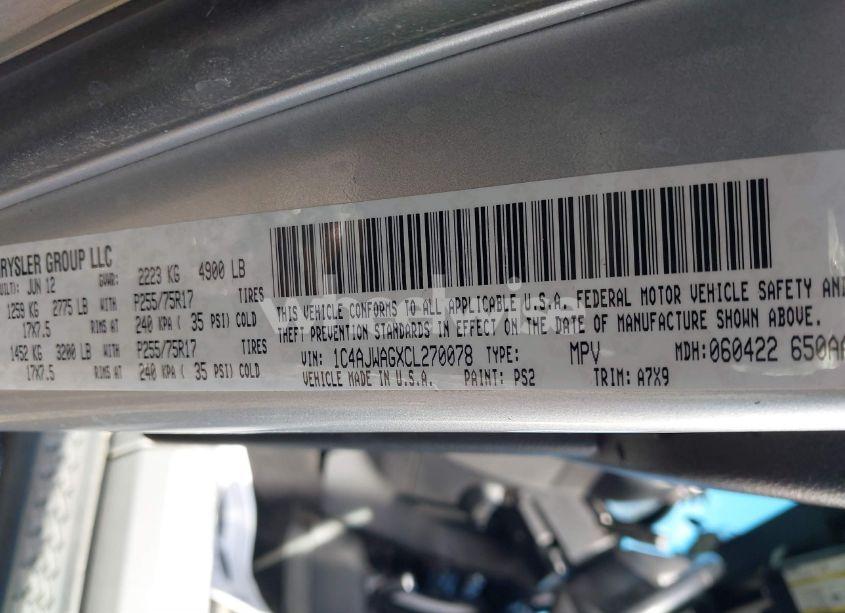 Photo 9 of 2012 Jeep Wrangler SPORT (VIN 1C4AJWAGXCL270078)