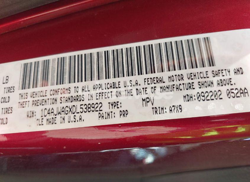 Photo 9 of 2013 Jeep Wrangler SPORT (VIN 1C4AJWAGXDL538922)