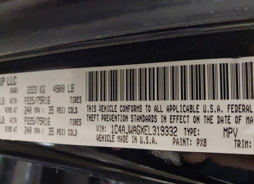 Photo 9 of 2014 Jeep Wrangler SPORT (VIN 1C4AJWAGXEL319332)