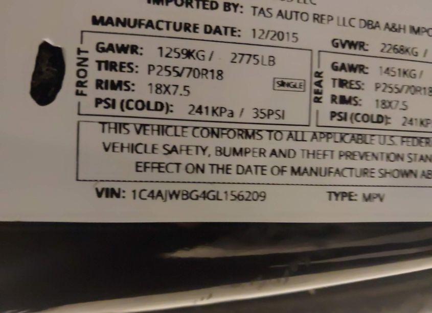 Photo 9 of 2016 Jeep Wrangler SAHARA (VIN 1C4AJWBG4GL156209)