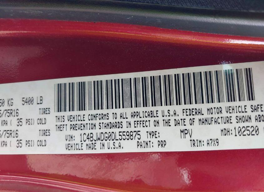 Photo 9 of 2013 Jeep Wrangler UNLIMITED SPORT (VIN 1C4BJWDG0DL559875)